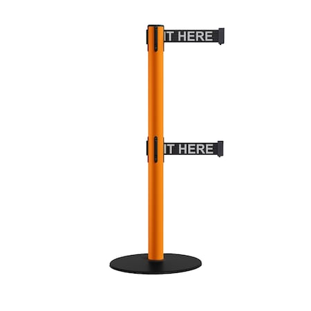 Retractable Dbl Belt 2.5 Orange Post , Low Base, 11' Wait..Belt